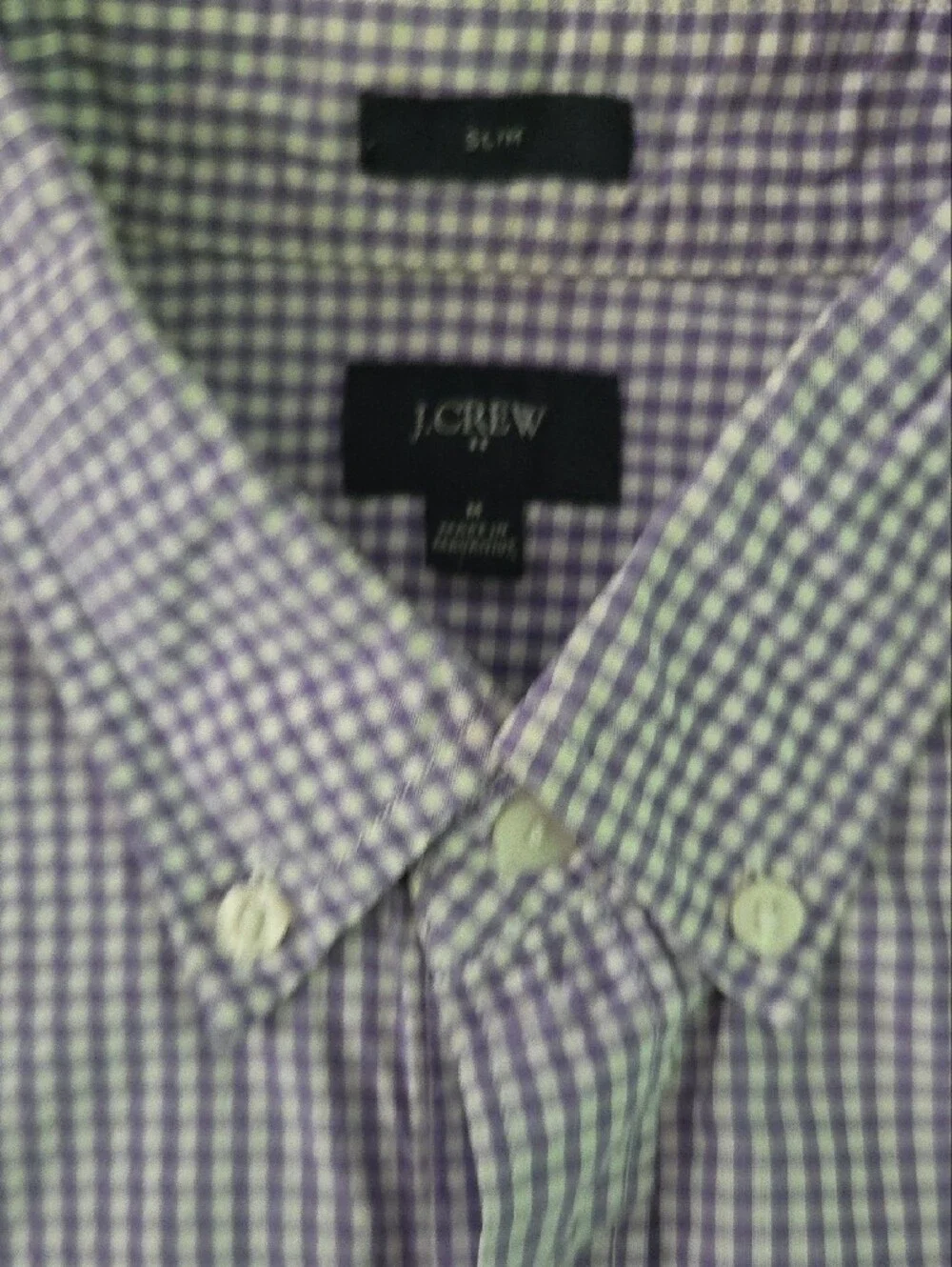 J. Crew Purple and White Gingham Button-Down Shirt, M/Slim